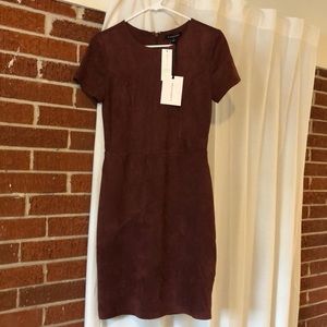 41 Hawthorn Bowie Faux Suede Burgundy Knit Dress